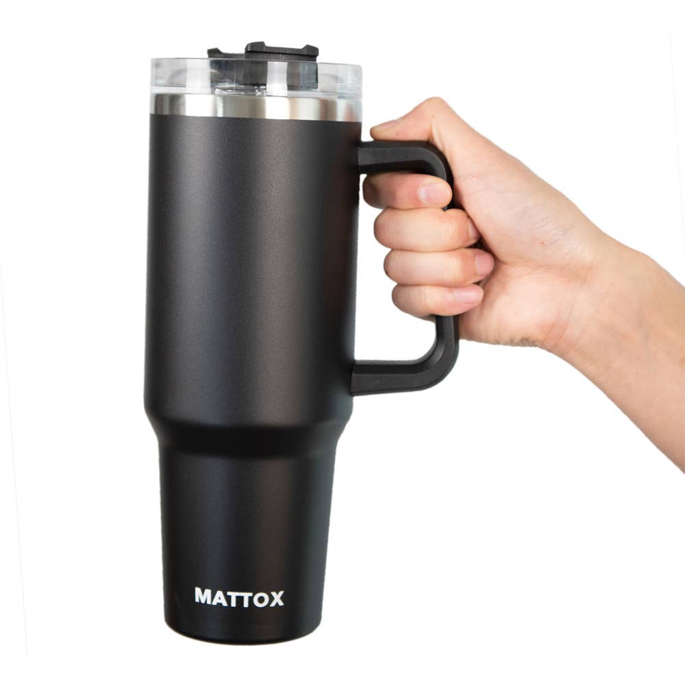 Black Coffee Tumbler with Handle