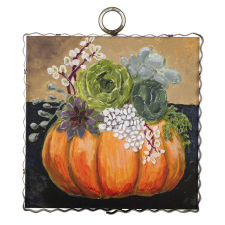 Mini Orange Pumpkin and Succulents Print