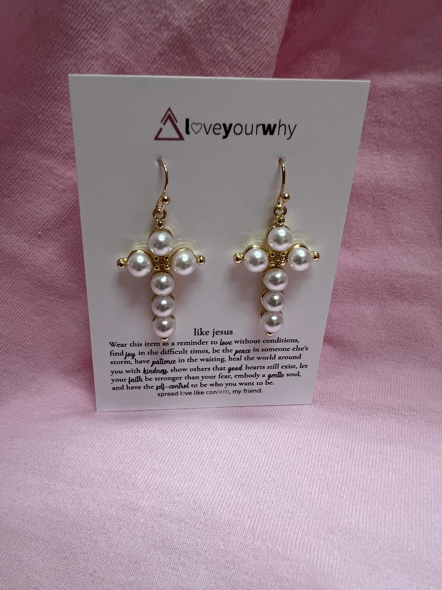 Pearl Cross Earrings