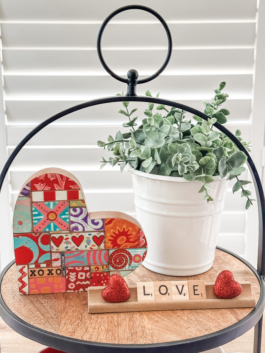 Patchwork Heart Sitter