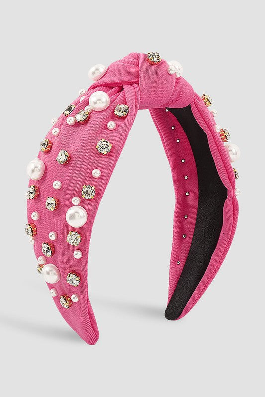 Pearl & Rhinestone Top Knot Headband
