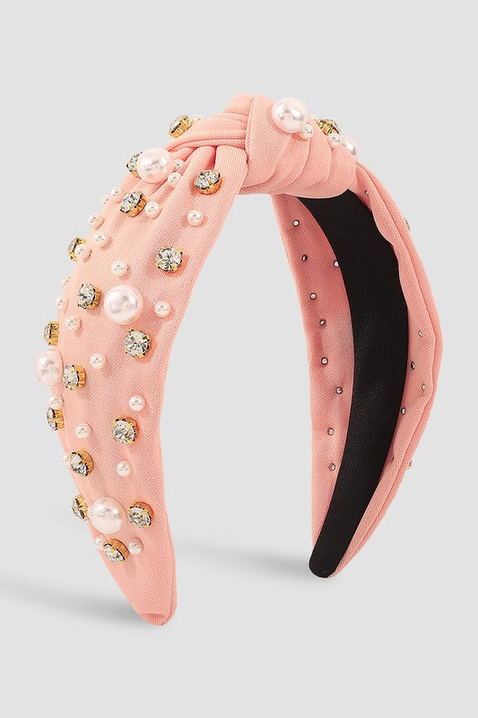 Pearl & Rhinestone Top Knot Headband