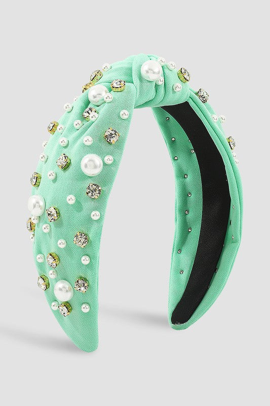 Pearl & Rhinestone Top Knot Headband
