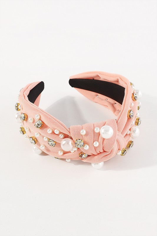 Pearl & Rhinestone Top Knot Headband