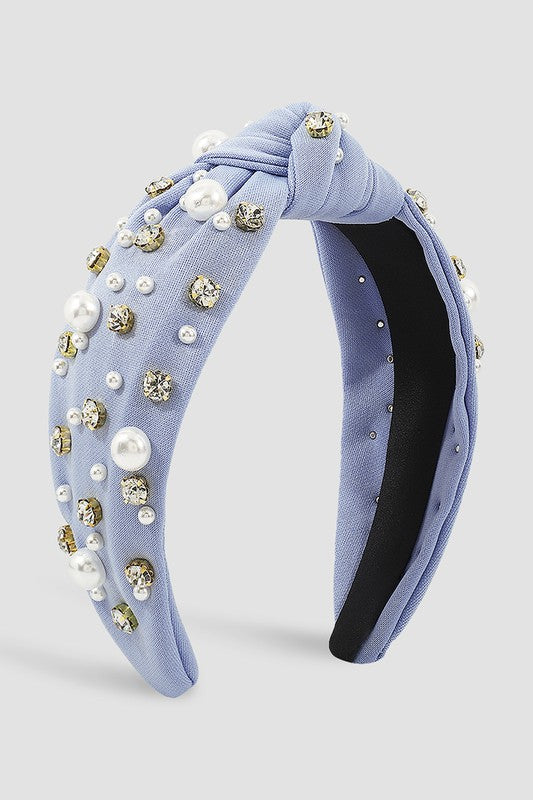 Pearl & Rhinestone Top Knot Headband