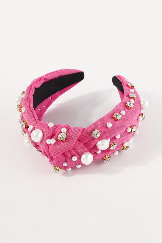 Pearl & Rhinestone Top Knot Headband