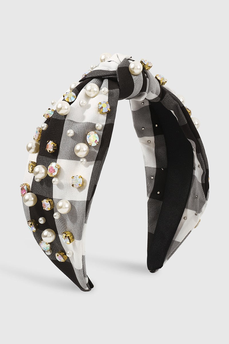 Pearl & Rhinestone Top Knot Headband
