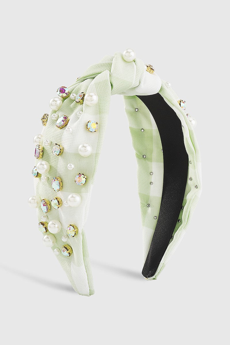Pearl & Rhinestone Top Knot Headband