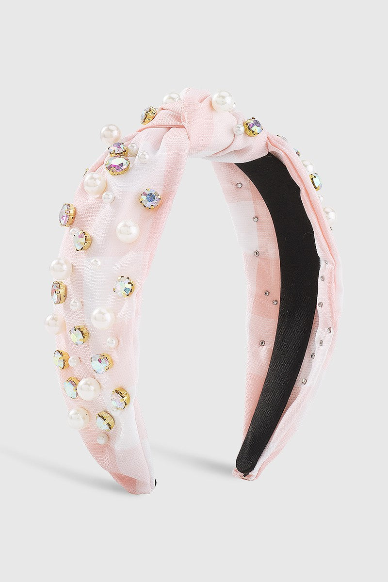 Pearl & Rhinestone Top Knot Headband