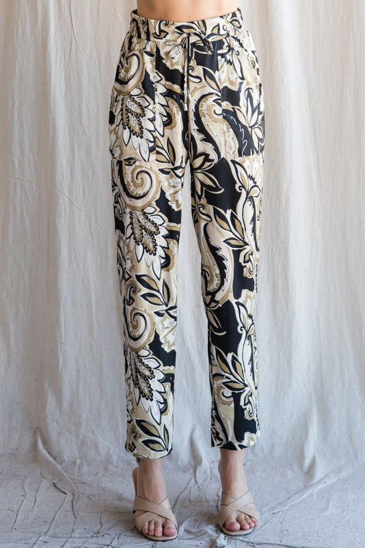 Paisley Pattern Drawstring Pants