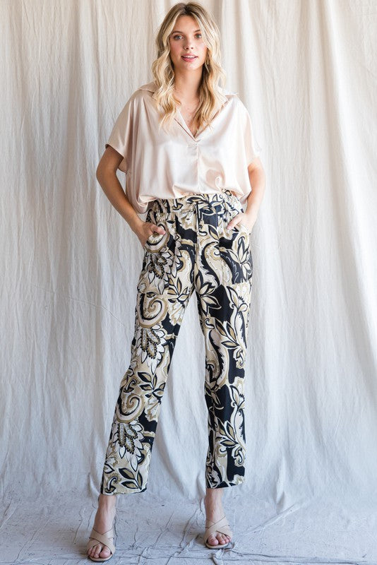 Paisley Pattern Drawstring Pants