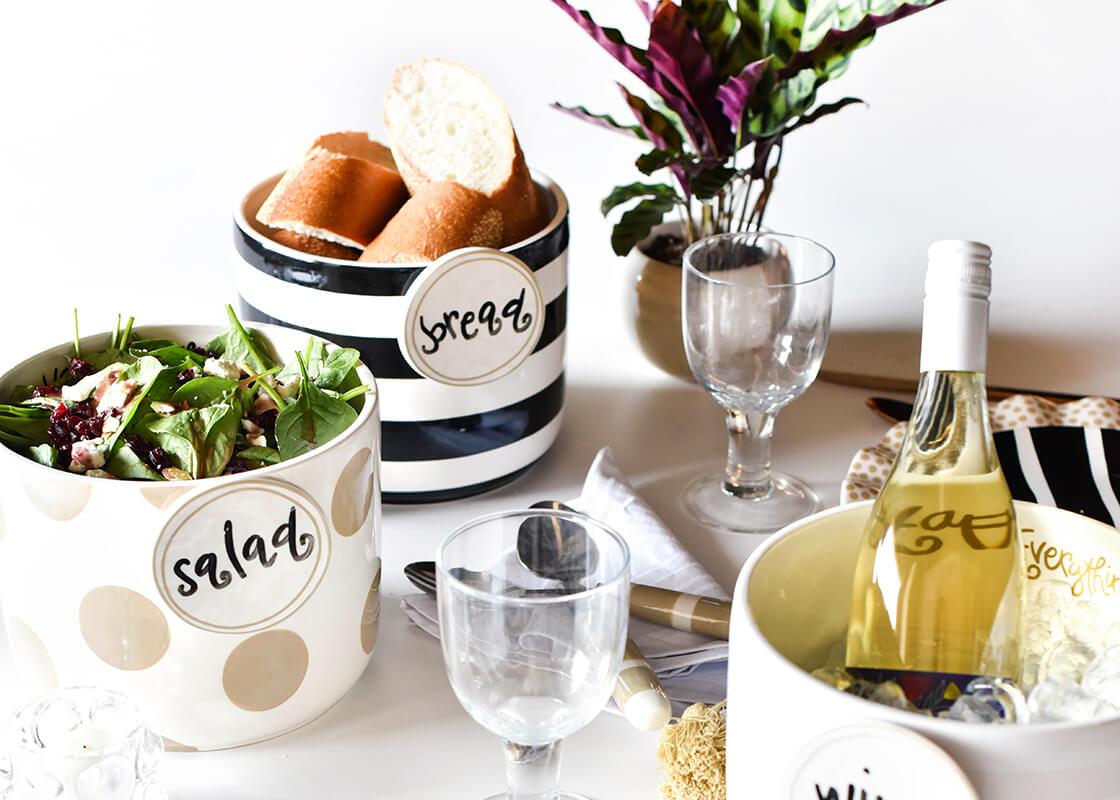 Black Stripe Happy Everything Mini Bowl