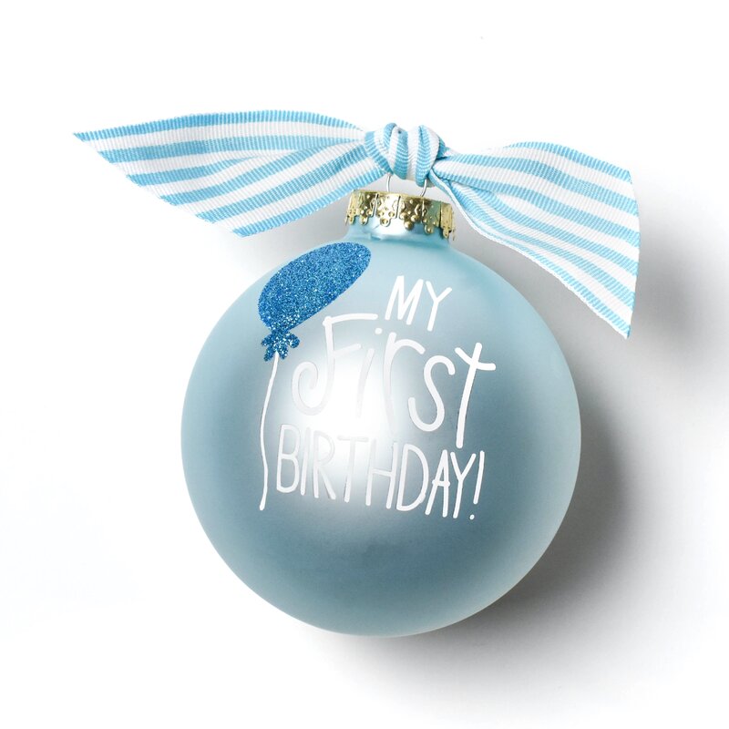 My First Birthday Glass Ball Ornament-Boy