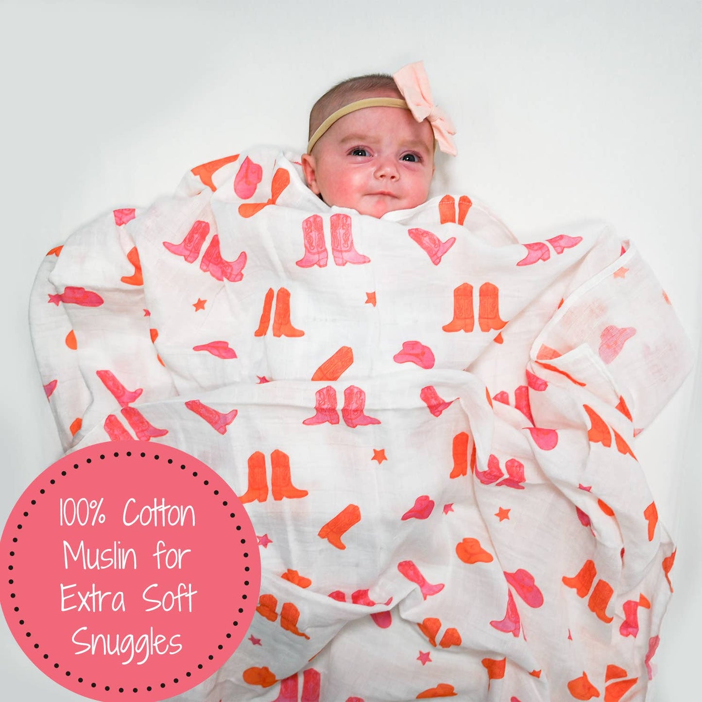 LollyBanks - Life is Better in Pink Boots Baby Swaddle Blanket