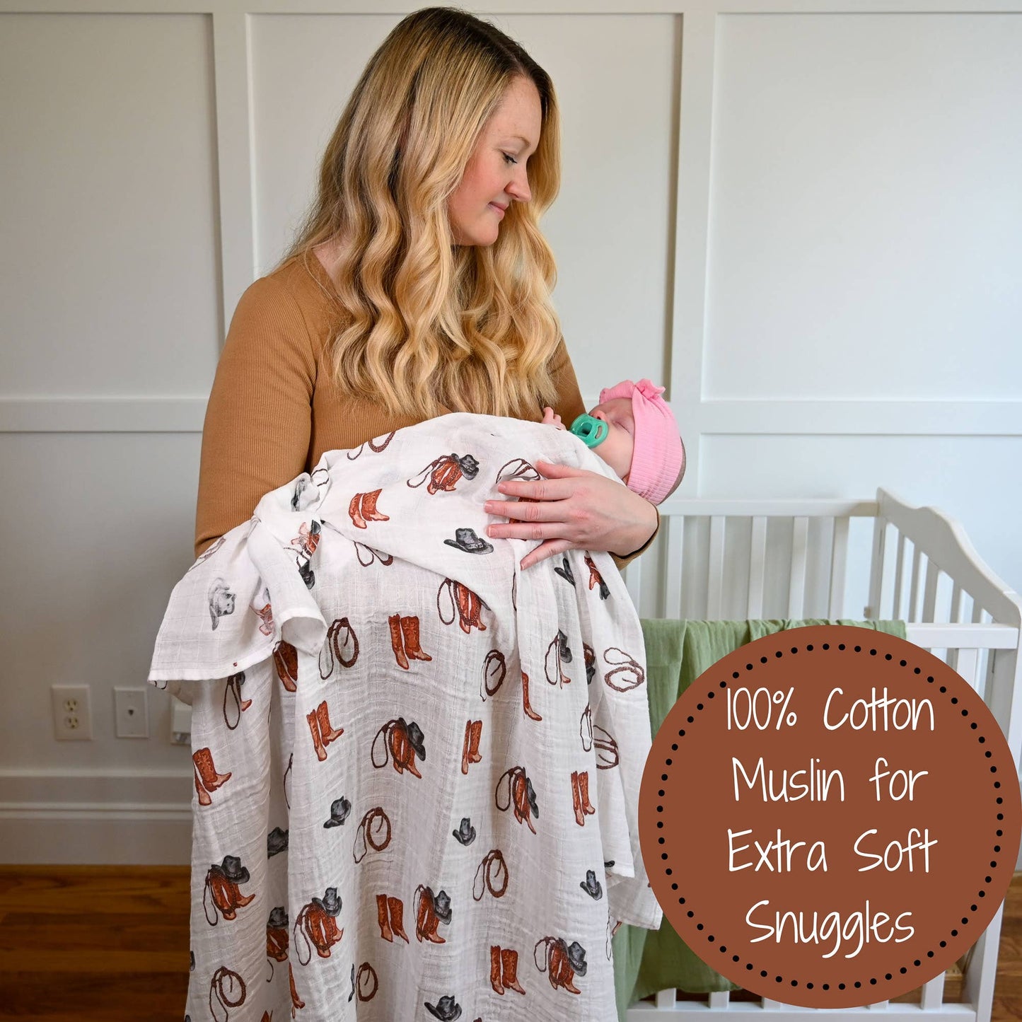 LollyBanks - Life Is Better In Boots Western Baby Swaddle Blanket