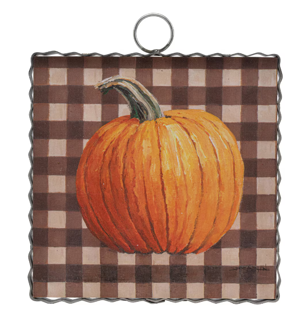 Mini Pumpkin on Checks Print