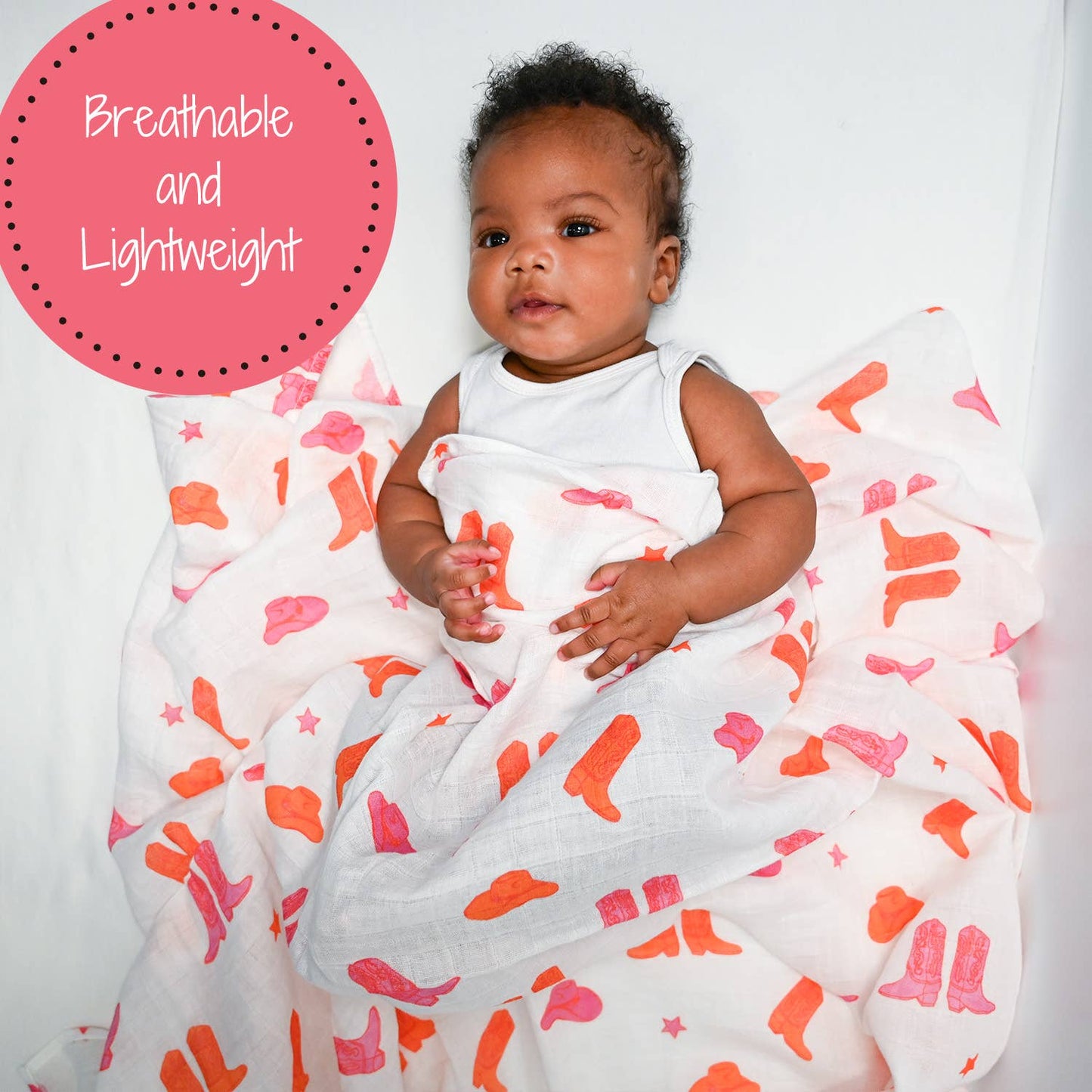 LollyBanks - Life is Better in Pink Boots Baby Swaddle Blanket