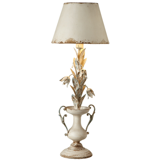 Distressed Ivory Flower Lamp