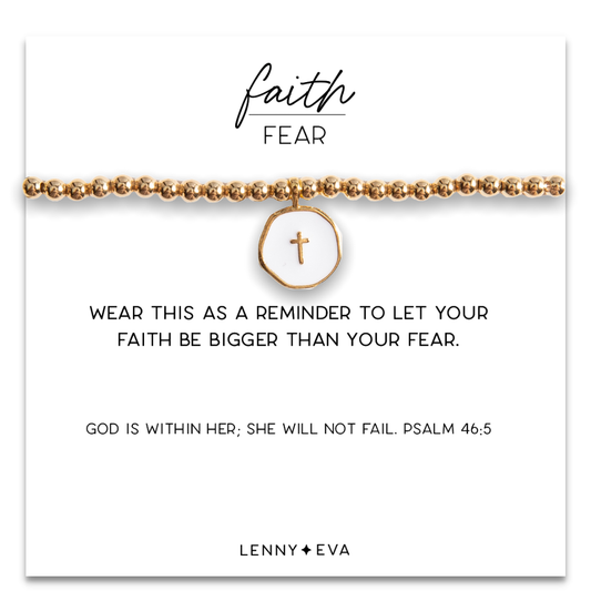 Faith Over Fear Bracelet-White Cross