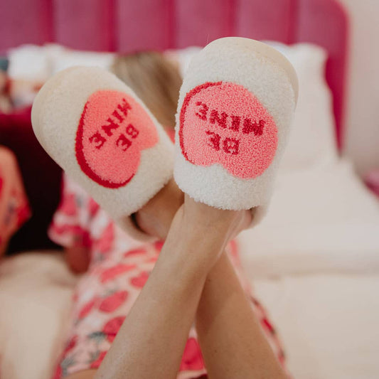 "Be Mine" Candy Slippers: White / L/XL