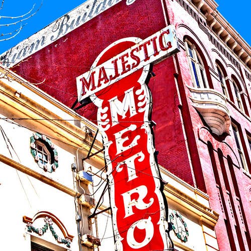 South Austin Gallery - The Majestic Metro Sign Coaster