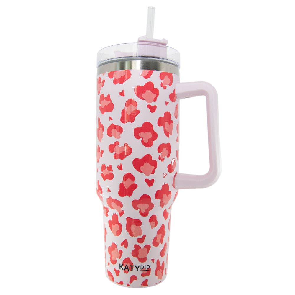 Pink Leopard Tumbler Cup with Handle