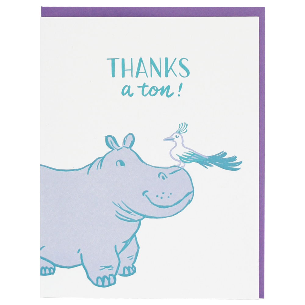 Smudge Ink - Hippo Thank You Card