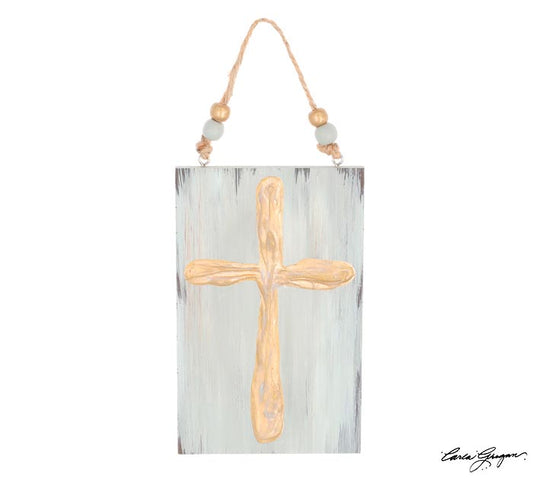 RAISED PAINT CROSS PLAQUE ORNAMENT