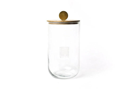 Big Wooden Lid Glass Jar